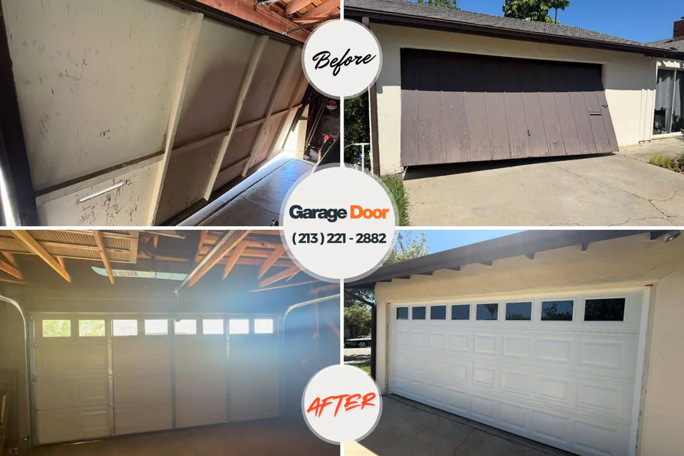 Before and after: garage door repair Irondale, AL